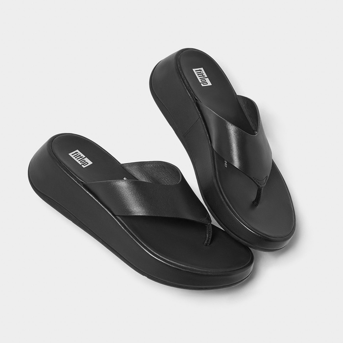 FITFLOP F-MODE LEATHER FLATFORM TOE-POST SANDALS