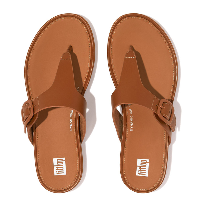 FITFLOP GRACIE RUBBER-BUCKLE LEATHER TOE-POST SANDALS
