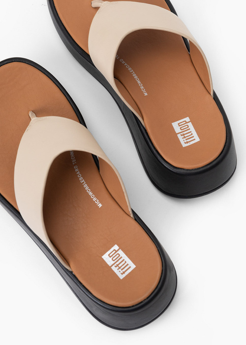 FITFLOP F-MODE LEATHER FLATFORM TOE-POST SANDALS