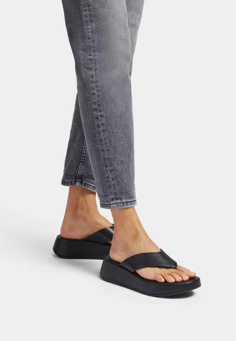 FITFLOP F-MODE LEATHER FLATFORM TOE-POST SANDALS