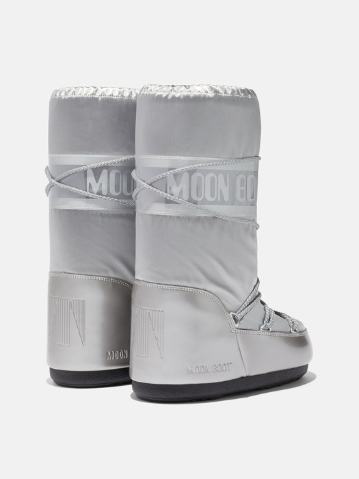 Moon Boot ICON GLANCE SILVER  SATIN BOOTS