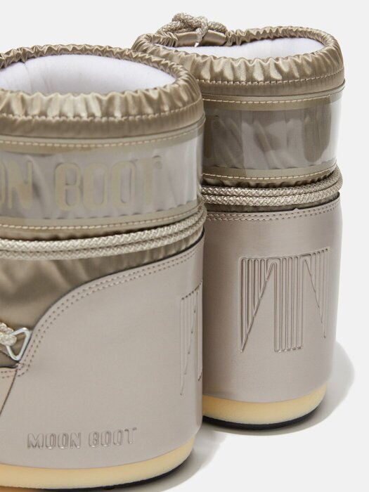 Moon Boot ICON LOW GLANCE PLATINUM SATIN BOOTS